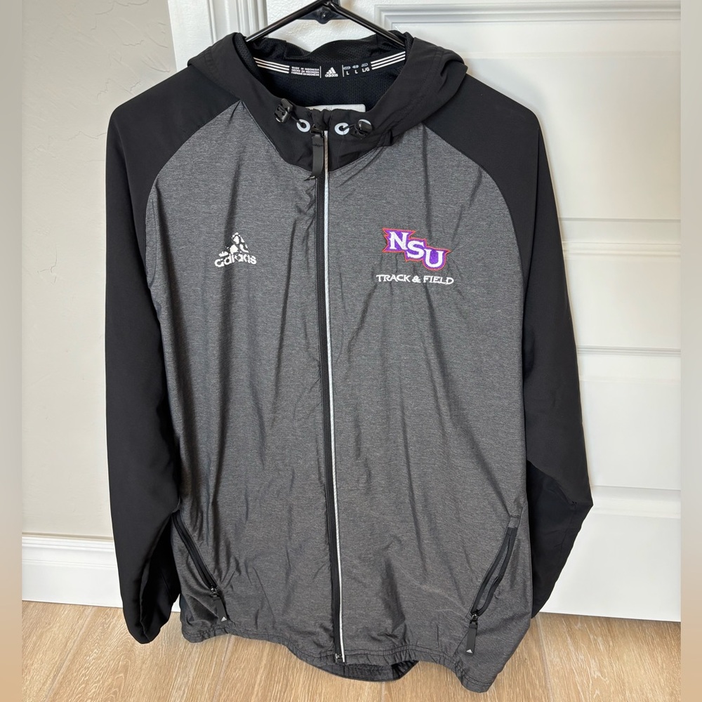 Size L Northwestern State University Track And Field Jacket Adidas Gray Black
